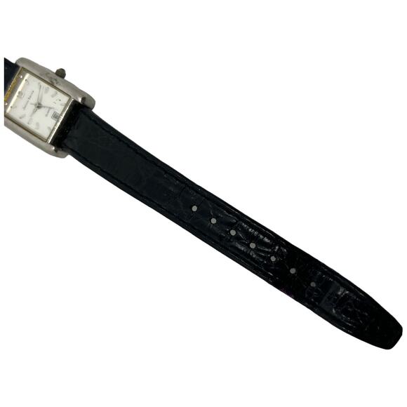 Vintage Jaclyn Smith Classic Square Face Watch Black Leather Band Silver Case - Picture 3 of 7